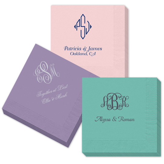 Pick Your Three Letter Monogram Style with Text Napkins